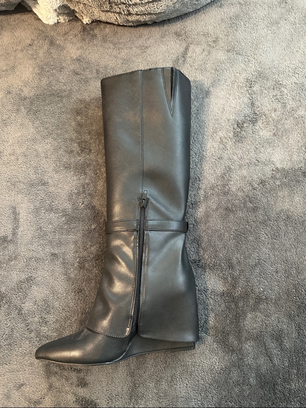 a new day Black Knee-High Wedge Boots with Buckle Detail - Picture 3 of 6